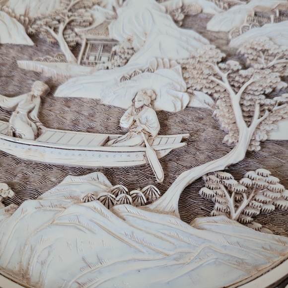 Vintage ivory dynasty plate carved - Picture 2 of 5